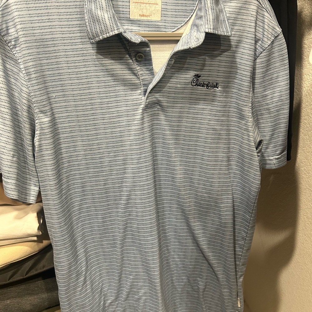 Chick-fil-A Light Blue Striped Polo Shirt